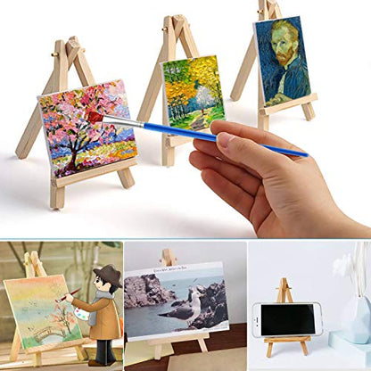 Mini Canvas and Easel, Cridoz 47 Pieces Small Canvas Painting Set Includes Mini Easel, Acrylic Paint, Paintbrushes and Palette for Artists Art Party Sip and Paint Night - style: 4x4 inch