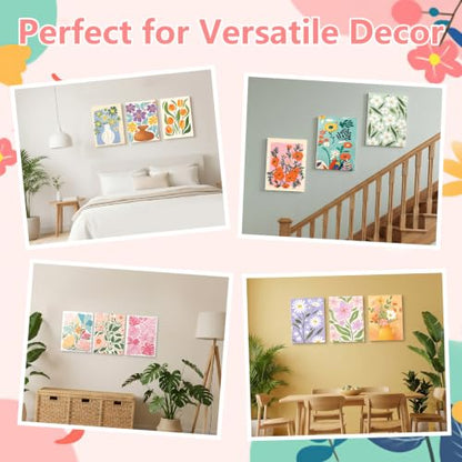 12 Set Paint by Numbers Kit for Adults with 8x12 In Simple Flower Painting | Number Painting on Canvas for Adults Beginners with Wooden Frame Easel Paint Kit, Craft Group DIY Gifts for Home Wall Decor