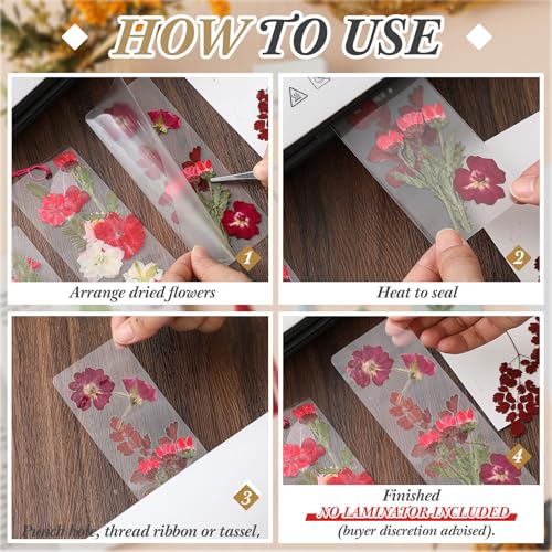Fuyoooo 376 Pcs Pressed Flower Bookmark Kit,Red,2 x 6 Inch - color: Red, size: 2 x 6 Inch