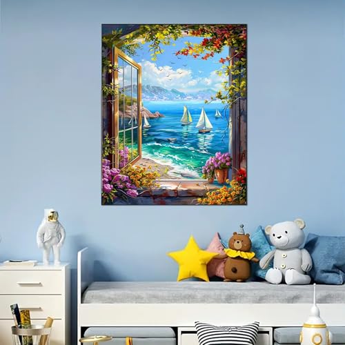 Arttoplus Beach Paint by Numbers Kit for Adults Beginner 16x20 inch - color: MT22035-US