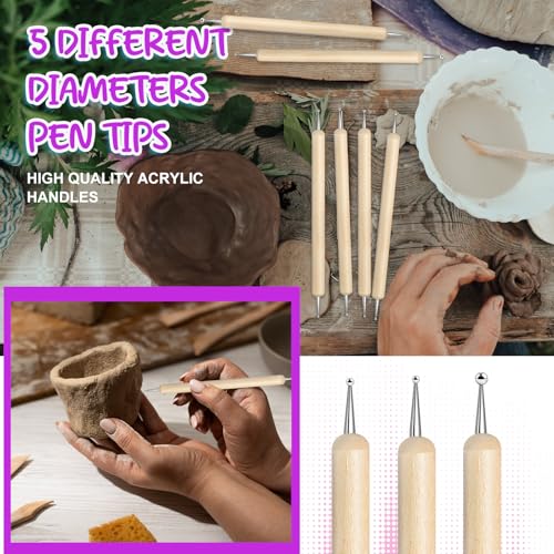 20Pcs Dotting Tools for Painting,Wooden Embossing Tools Tracing Stylus for Transfer Paper Drawing Paper - color: wood color