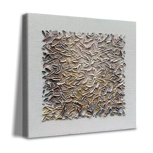 Limiyer Modern abstract style art featuring white and brown textured canvas oil painting Suitable for decoration in living rooms office corridors and walls Size: 24x24 inches. - color: White,Black