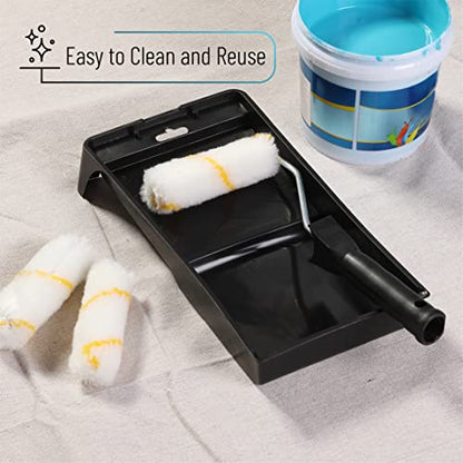Bates- Paint Tray Set, Paint Roller Kit, 4 inch, Foam Roller, Roller Brush, Paint Tray, Roller Covers, Frame, Naps for House Painting Supplies - style: Microfiber 4", 5 pcs