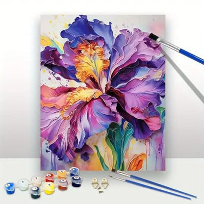 Iris Flower Paint by Numbers Kits for Adults Beginner 16 X 20 inch - color: Iris Flower