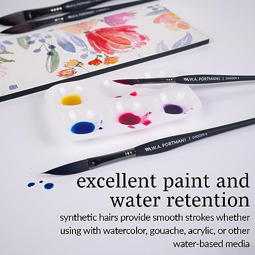 WA Portman Dagger Watercolor Paint Brush 4pc Set, Triangular Grip Brushes - color: Dagger