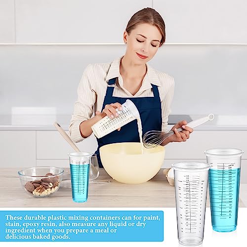 Dandat 100 Pcs Disposable Measuring Cups 16 oz Plastic Resin Epoxy Mixing Cups for Liquids Paint Mixing Cooking and Baking Supplies