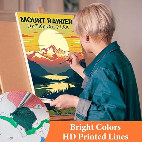 6 Pack Paint by Numbers Kit for Adults Beginner National Park, 8x12 Inch - color: LKOP6P-4