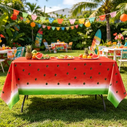LKITMIUT 4 Pack Watermelon Party Tablecloth Watermelons Table Cover One in A Melon Plastic Table Cloth Watermelons Theme Tablecloth Watermelon Birthday Party Supplies Fruit Theme Decor 86 x 51 Inch