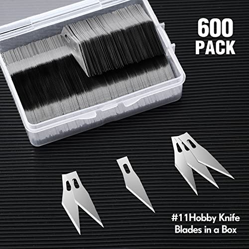 Zhehao 600 Pcs Knife Blades 11 High Carbon Steel Blades Bulk Hobby Art Refill #11 Precision Knife Replacement with Storage Case for Scrapbooking Cutting Stencils Wood Carving