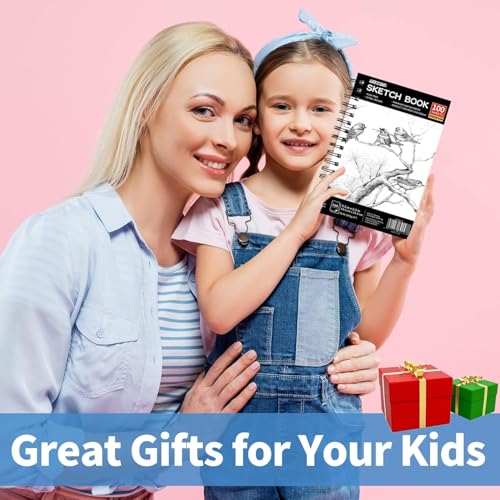 FIXSMITH 5.5"X8.5" Sketch Book,100 Sheets (68 lb/100gsm) Sketchbook | Acid Free Drawing Paper | Spiral Bound Artist Sketch Pad | for Kids, Beginners, Artists & Professionals | Bright White - color: Black, size: 5.5"x8.5"-1 Pack