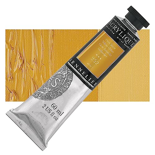 Sennelier Extra-Fine Artists' Acrylic, 60ml, Yellow Ochre S1, 2.02 Fl Oz (Pack of 1) - color: Yellow Ochre S1, size: 2 Fl Oz (Pack of 1)