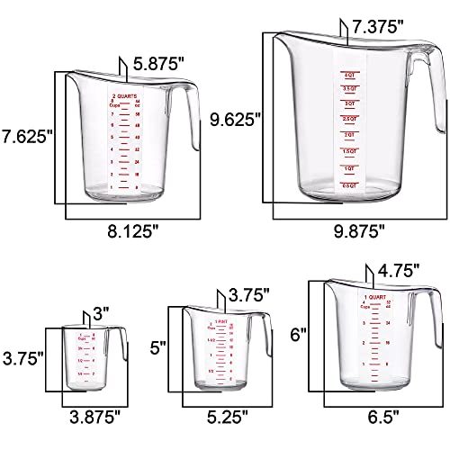 Melissa - Plastic Measuring Cups (5-Piece Set), Food-Grade Measuring Jugs, 1/2/4/8/16-Cup Capacity, Unbreakable, Stackable, Dishwasher-Safe, Great for Oil, Vinegar, Flour, and More - style: 5-Piece Set (1/2/4/8/16-Cup)