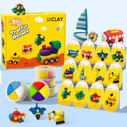 Artpar Air Dry Clay Kit,Modeling Magic Clay Traffic Set,Kids Crafts Gifts - color: Clay traffic kit