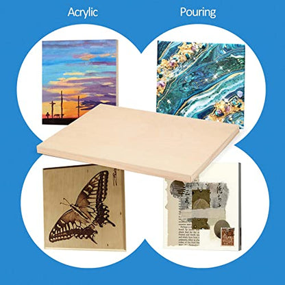Falling in Art 2 Pack 12x18 Unfinished Birch Wood Panels Kit for Painting | Studio 3/4’’ Deep Wood Canvas, Cradle Boards for Acrylic Pouring, Art, Crafts, Epoxy Resin, Laser Engraving Cutting - size: 12'' x 18''