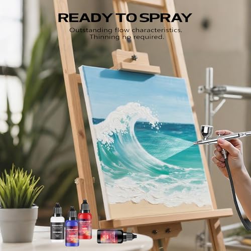 Airbrush Paint - 7 Colors Airbrush Paint Set with 1 Tinner, Plastic & Wood Acrylic Air brush Paint Kit Ready to Spray, Water-Based for Artists Beginners Hobbyist, 0.67 Fl Oz/20ml - color: 7 colors+1 thinner