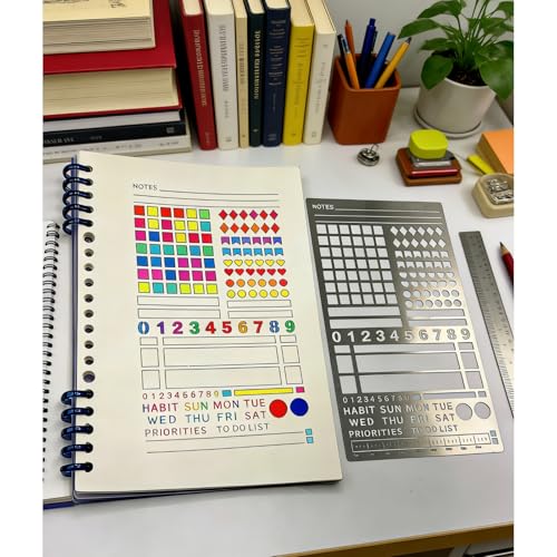 3 Pcs Metal Planner Stencil Journal Stencil, Rustproof Engraving Stencils with 36 Pcs Letter Stencils and Numbers for Journaling, Bookmarks, Rulers, Planners, Scrapbooks