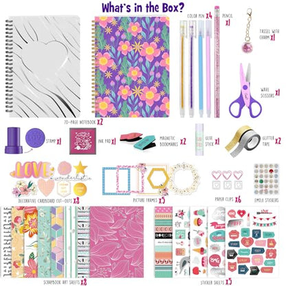 DIY Journal Kit for Girls Ages 8+, Stationery Set for Teen Tween Girl Gift | 2 Notebooks & 150+PCS, Arts and Crafts Kit, Scrapbook & diary kit, Birthday gifts for girls ages 8-14, Teen girl trendy stuff