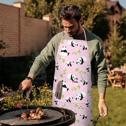 Apron with 2 Pockets,Kitchen Chef Artist Aprons for Cooking Gardening Baking Painting, Waterproof Apron 33" x 27" - color: Panda