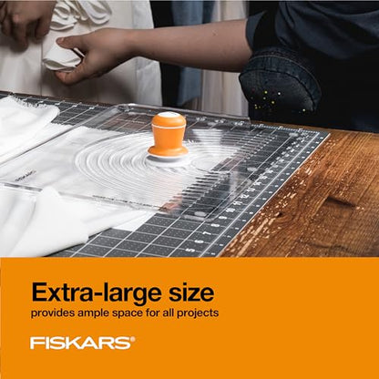 Fiskars 24" x 36" Self Healing Cutting Mat, Extra Large Double-Sided Grid | Quilting, Sewing & Craft Cutting Board, with 30 45 60 Degree Bias Lines for Fabric Paper and DIY Projects - color: Gray, size: 24"L x 36"W