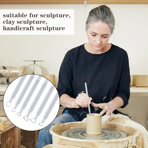 Glamorway 6Pcs Clay Tools Pottery Tools Clay Sculpting Tools Mini Ribbon Cutter Metal Tools Set Carving Art Polymer Clay Tools