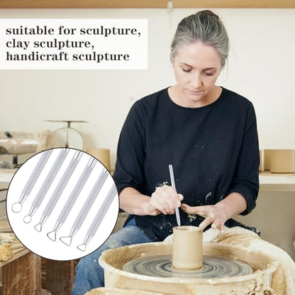 Glamorway 6Pcs Clay Tools Pottery Tools Clay Sculpting Tools Mini Ribbon Cutter Metal Tools Set Carving Art Polymer Clay Tools