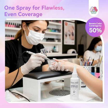 SAVILAND Airbrush Gel Nail Polish: 50 ml Dilution-Free White Gel Nail Polish Non-Acetone Airbrush Paint for Nails with Fine Mist for Gradient Ombre Blush French Nails Art Paint Salon - color: White Pro