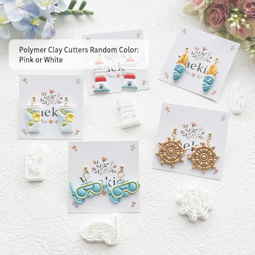 Nautical & Summer Fun Polymer Clay Cutters Set - 9pcs Coastal Shapes Including Lighthouse, Anchor, Ship Wheel, Ice Cream & Sunglasses for DIY Earring Jewelry, Soft Clay Crafts & Scrapbooking - color: Q color