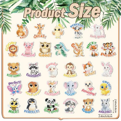 Xuhal 30 Pcs Positive Diamond Painting Magnets Diamond Art Kits for Adults | Inspirational Animal Refrigerator Magnets, 5D Rhinestone Fridge Magnetic Sticker, Diamond Club Gifts, Small DIY Crafts - color: Inspirational