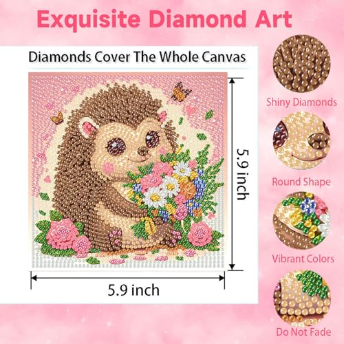 Arttoplus Hedgehog Diamond Art Painting Kits for Kids with Frame 7x7 inch - color: CC978-US