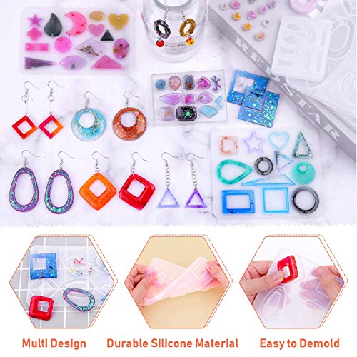 Resin Molds for Jewelry, Paxcoo 678pcs Earring Making Kit with 28pcs Epoxy Molds and 650pcs Earring Hooks, Jump Rings for Pendants, Resin Crafts, DIY Earring