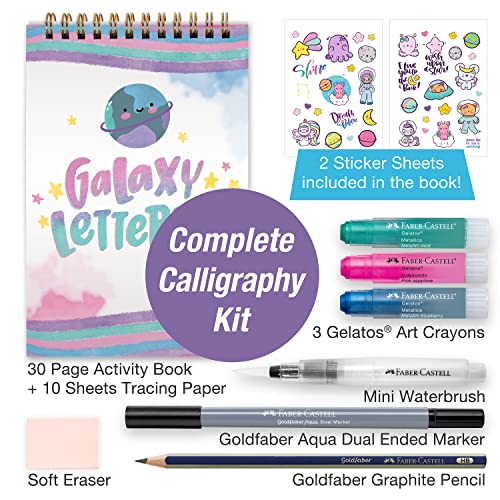 Faber-Castell Galaxy Lettering - Hand Lettering Kit for Teens and Adult Beginners | Back to School Supplies | DIY Kit with 40 Page Activity Book and Art Supplies