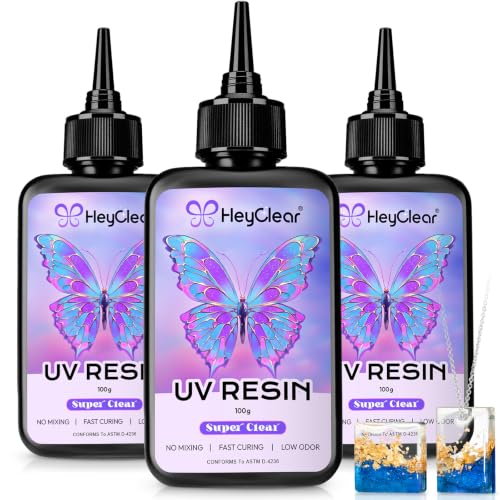 HeyClear UV Resin kit 300g Premixed UV Epoxy Resin Glue Cure for Crafts | Crystal Clear and Hard UV Resin Low Odor, Fast Curing for Beginners Jewelry Making, DIY Art Crafts, Coating, Silicone Molds - size: 300g