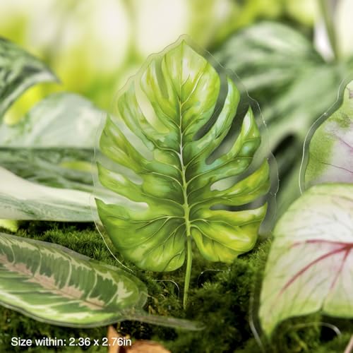 120 Pcs Tropical Flower and Leaf PET Stickers for Scrapbooking | Floral bouquets and lush foliage; pre-cut, transparent and water-resistant for journals, collages and crafts - color: Botanical Library