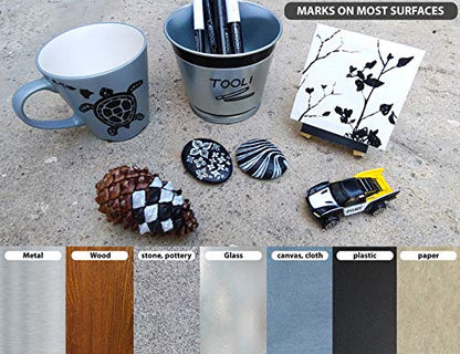 TOOLI-ART Black And White Acrylic Paint Markers Paint Pens Set For Rock Painting, Canvas, Mugs, Metal, Glass Paint, Fabric, Wood, DIY. Non Toxic, Quick Dry,Waterbas (EXTRA FINE & MEDIUM) - style: EXTRA FINE & MEDIUM