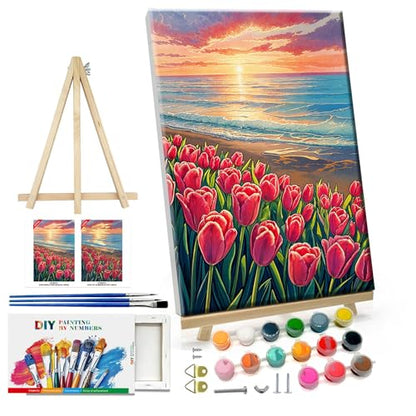 ATDMS Paint by Numbers Kit for Adults with Frame, 8 x 12 Inch - color: Flower 231