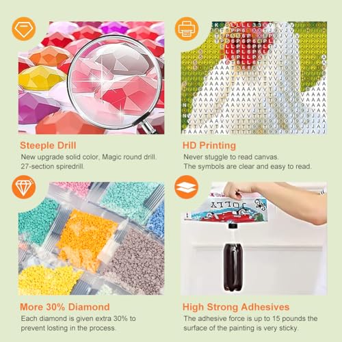 WSLWXSHM Diamond Painting Kits for Adults Chicken, Animal Round Full Drill Diamond Art Kits, 5D DIY Paint with Diamonds Crafts for Home Wall Decoration Gifts 12×12Inch
