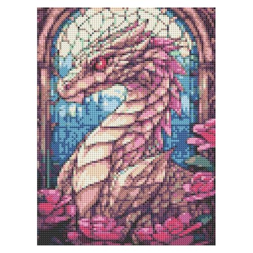 DOTZSO Dragon Diamond Painting Kits for Adults, Easy DIY 5D Round Full Drill Diamond Art kit Diamond Dot Crystal Gem Art and Craft for Beginners Home Wall Decor 12x16 Inches - color: AH Dragon