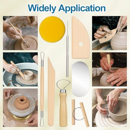 Amrules 8 Pcs Polymer Clay Sculpting Tools Kit for Adults, Light Yellow | Smooth Comfortable Handles, Sturdy Wood & Stainless Steel, Perfect for Beginners, Pottery Lovers & Diy Craft - color: Lightyellow-8Pcs