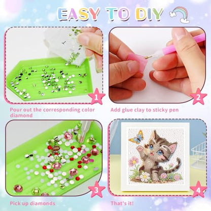 Cat Diamond Art Painting Kits for Kids with Frame Ages 4-8-12 (7x7 inch) - color: CC1151