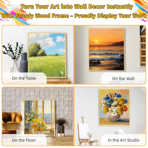 4 Pack 18 x 24 inch Floater Frame Canvas –Gallery Wrapped Canvas Set | Cotton-Linen Blend (400 gsm), Triple Acid-Free Gesso, Warp Resistant, Ready to Hang for Oil and Acrylic - color: Light Brown, size: 4pk-18x24 in
