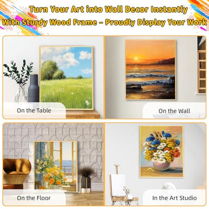 4 Pack 18 x 24 inch Floater Frame Canvas –Gallery Wrapped Canvas Set | Cotton-Linen Blend (400 gsm), Triple Acid-Free Gesso, Warp Resistant, Ready to Hang for Oil and Acrylic - color: Light Brown, size: 4pk-18x24 in