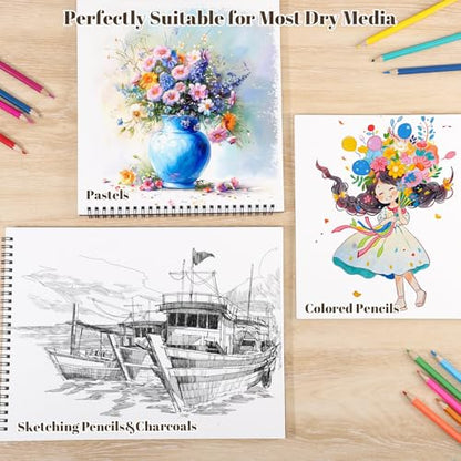 4 Pack Sketch Books 9 × 12 in, Top Spiral, 30 Sheets Each, Drawing Pad - color: Tan, size: 9 × 12Inch（4 Pack）