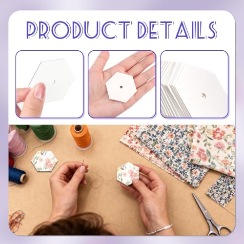 500 PCS Hexagon Piecing Paper Templates, 1" White Paper templates, Quilting Templates Accessories for DIY Patchwork Crafts and Sewing Supplies - size: 1 Inch- 500 pcs Hexagon
