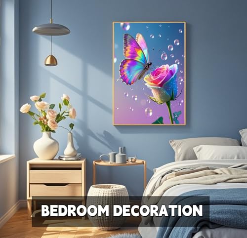 TINDAY Rose Paint by Numbers Kit for Adults Paint by Number for Adults Beginner Butterfly Painting by Number for Adult on Canvas Acrylic Painting Wall Decor 16x20 in - color: Rose