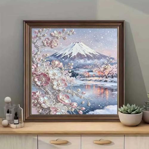 Snow Mountain Flower 5D Diamond Art Painting Kits for Adults 14 x 14 inch | DIY Full Drill, Arts and Crafts, Home Wall Deco,Beginner Easy Painting - color: SH178