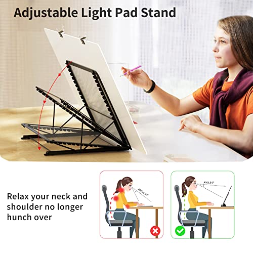 ARTDOT A2 LED Light Pad for Diamond Painting USB Powered Light Board Kit, Adjustable Brightness with 12 Angles Stand and Clips - size: A2