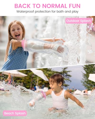 Kids Waterproof Cast Cover for Shower Arm, Soft Pink, Arm-M - color: Soft Pink, size: Arm-M (20.5" Length)