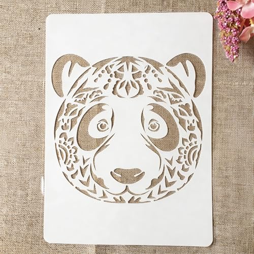 TIAMECH A4 Reusable Mandala Zentangle Panda Stencil for Painting - style: Mandala Panda
