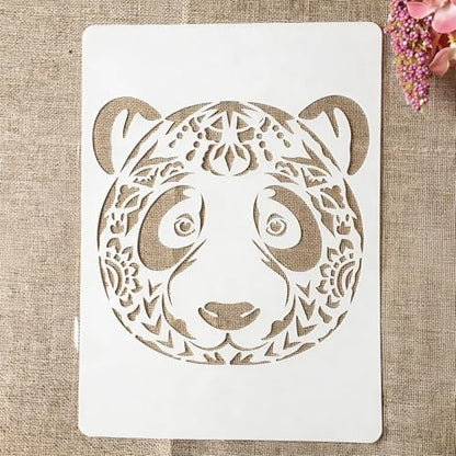 TIAMECH A4 Reusable Mandala Zentangle Panda Stencil for Painting - style: Mandala Panda