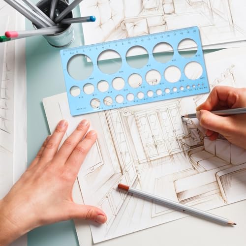 Circle Template Circle Stencil Circle Template for Drawing Circle Stencils Geometric Stencils Round Drawing Templates Plastic Transparent Ruler for School Office Supplies 2pcs